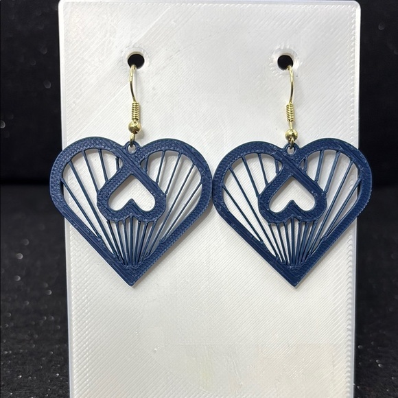 Handmade Jewelry - The Open Heart Twist Blue Earrings